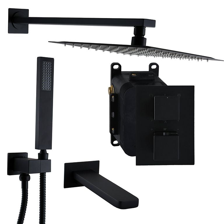 Змішувач для душу вбудований TOPAZ ODISS TO 08117-L03-BL-TT Termostat Smart box/3 WAY, Комплект-Чорний