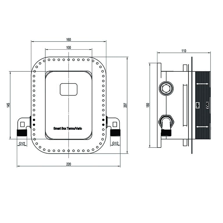 Змішувач для душу вбудований TOPAZ ODISS TO 08117-L03-TT Termostat Smart box/3 споживача, Комплект-ХРОМ