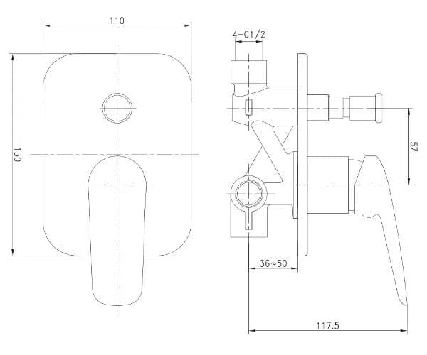 Змішувач для душу прихованого монтажу Impresse PRAHA new VR-10030(Z) 2 функції