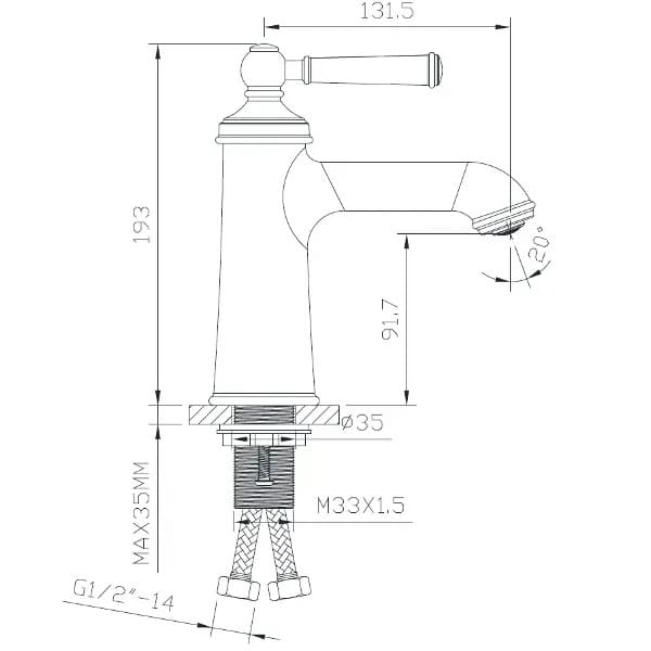 Змішувач для умивальника IMPRESE HYDRANT ZMK031806010, 35 мм