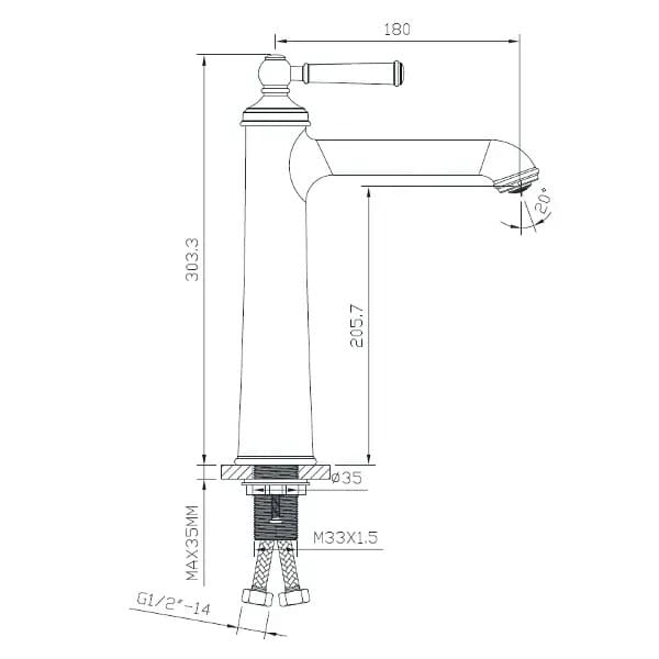 Змішувач для умивальника IMPRESE HYDRANT ZMK031806011, хром, 35 мм