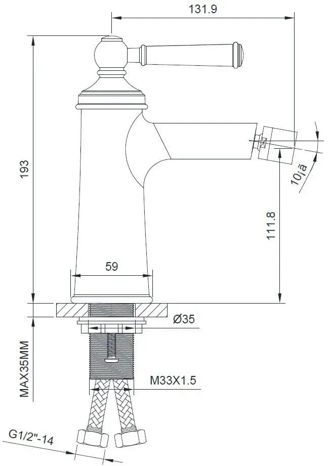 Змішувач для біде IMPRESE HYDRANT ZMK031806070 сталевий