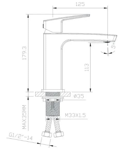 Змішувач для умивальника IMPRESE GRAFIKY ZMK041807010, чорний нікель, 35 мм