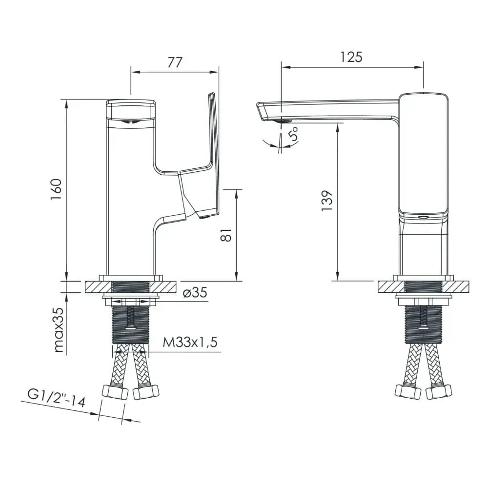 Змішувач для умивальника IMPRESE GRAFIKY ZMK041807012, чорний нікель, 35 мм