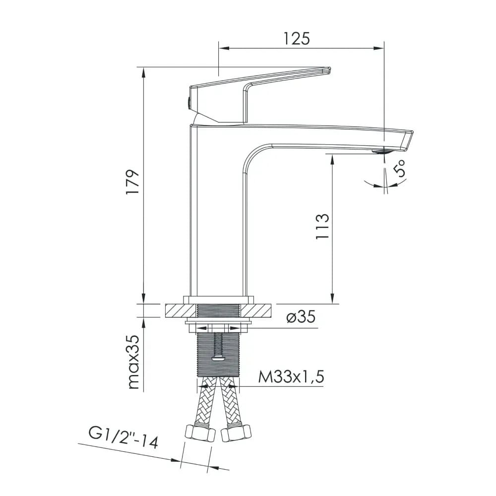 Змішувач для умивальника IMPRESE GRAFIKY ZMK061901010, хром, 35 ​​мм