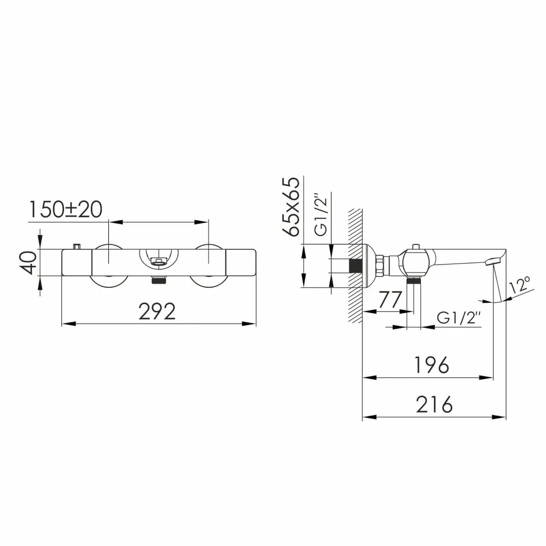 Змішувач для ванни IMPRESE BILOVEC f03200901AA, термостат, хром