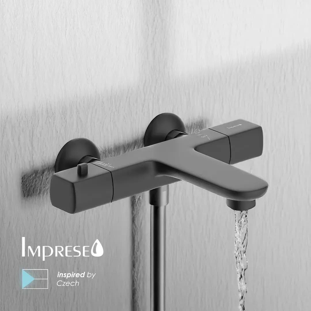 Змішувач для ванни IMPRESE BILOVEC f03200910AA, термостат, чорний матовий