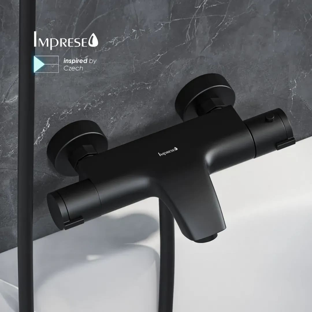 Змішувач для ванни IMPRESE KUCERA f03203410AB, термостат, чорний матовий