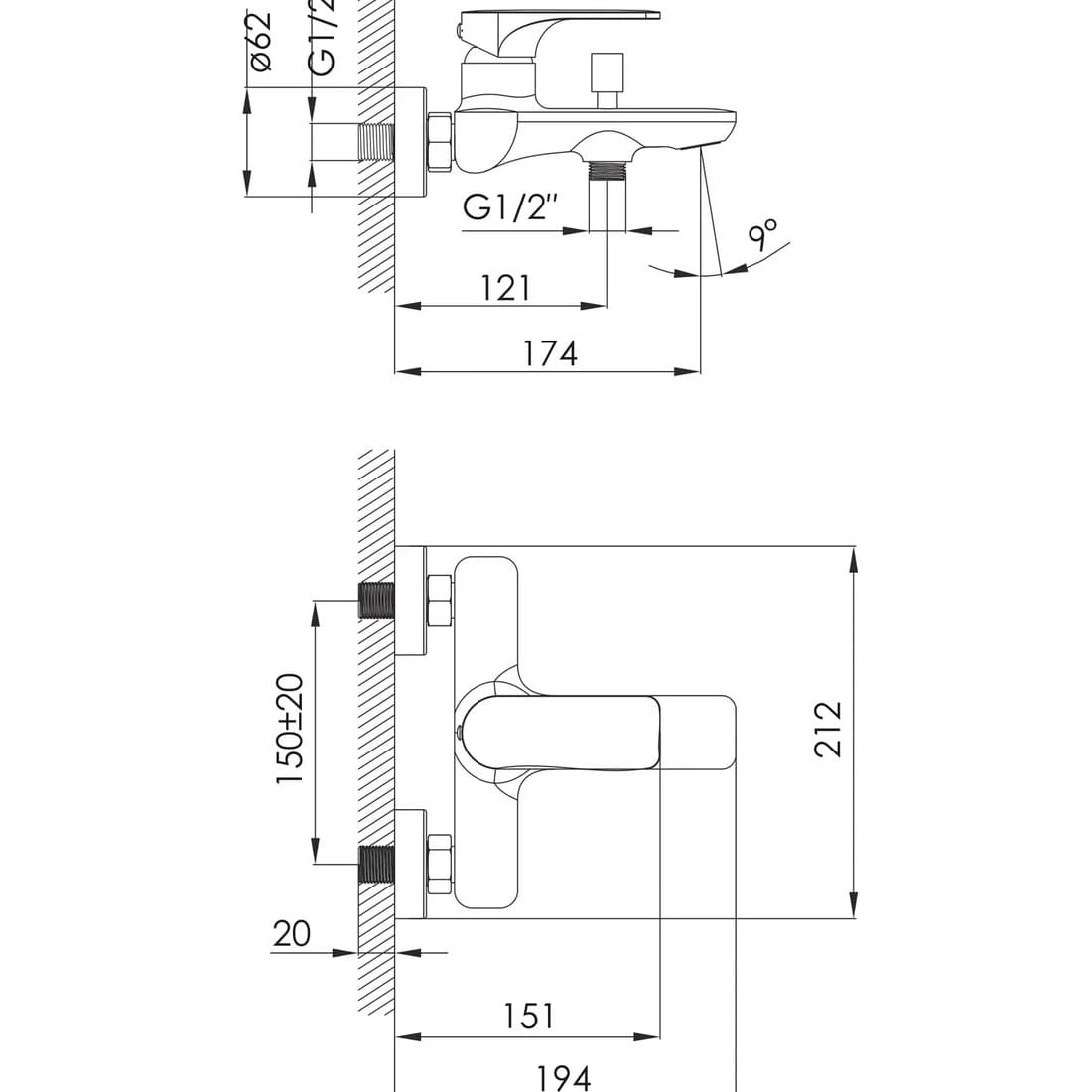 Змішувач для ванни IMPRESE LEDNICE f03207901BA, хром