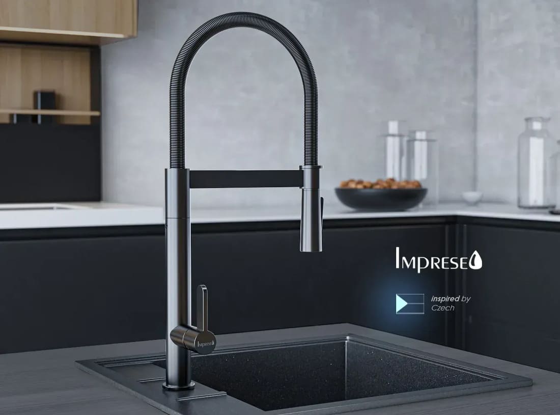 Змішувач для кухні IMPRESE PIVOT f03408501SB чорний, 25 мм
