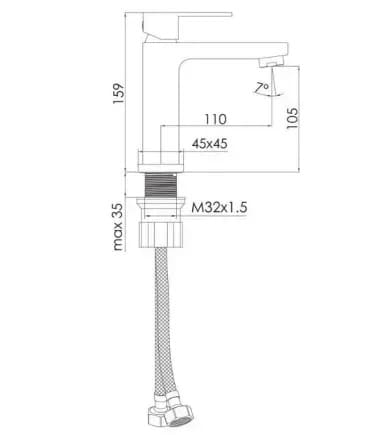 Змішувач для умивальника IMPRESE KARLOV f03507610AA, чорний матовий, 25 мм