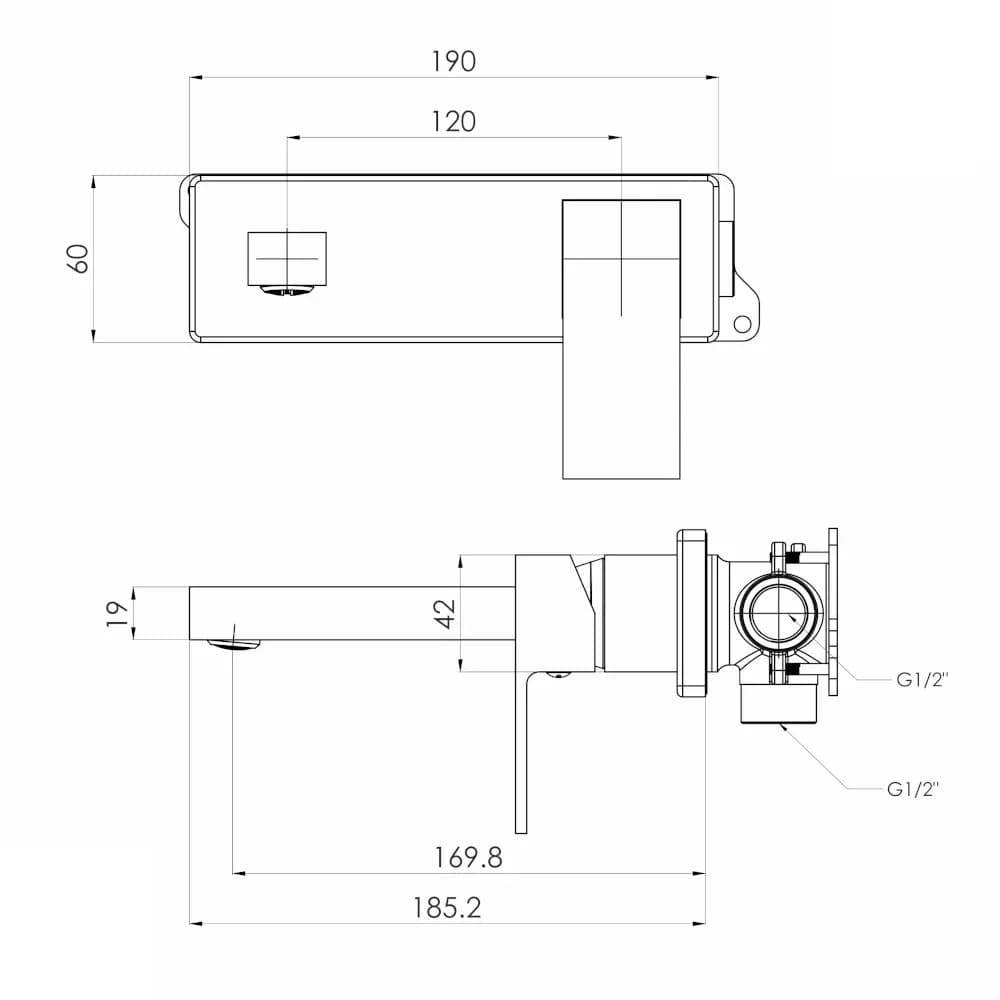 Змішувач прихованого монтажу для умивальника IMPRESE KARLOV f03507610AC, чорний матовий, 25 мм