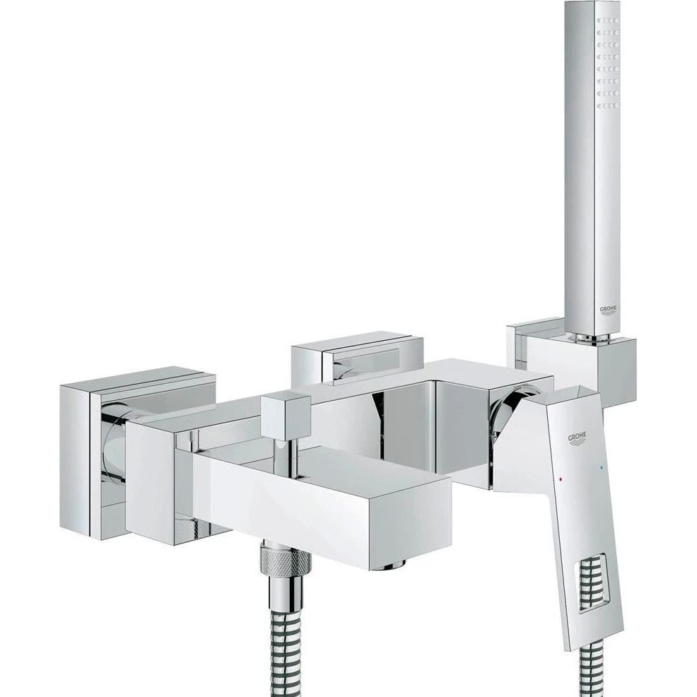 Змішувач для ванни GROHE EUROCUBE 23141000 з душовим гарнітуром (ручний душ, шланг, тримач), хром